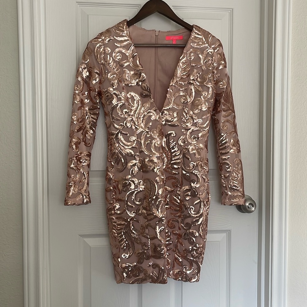 Stunning rose gold mini dress